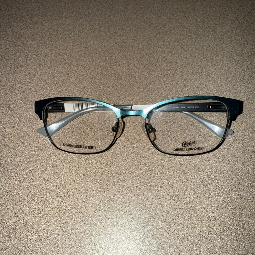 SOLD- CANDIE'S CA 108 (089) TURQUOISE/BLACK 52-17-135 Eyeglass Frames Stainless